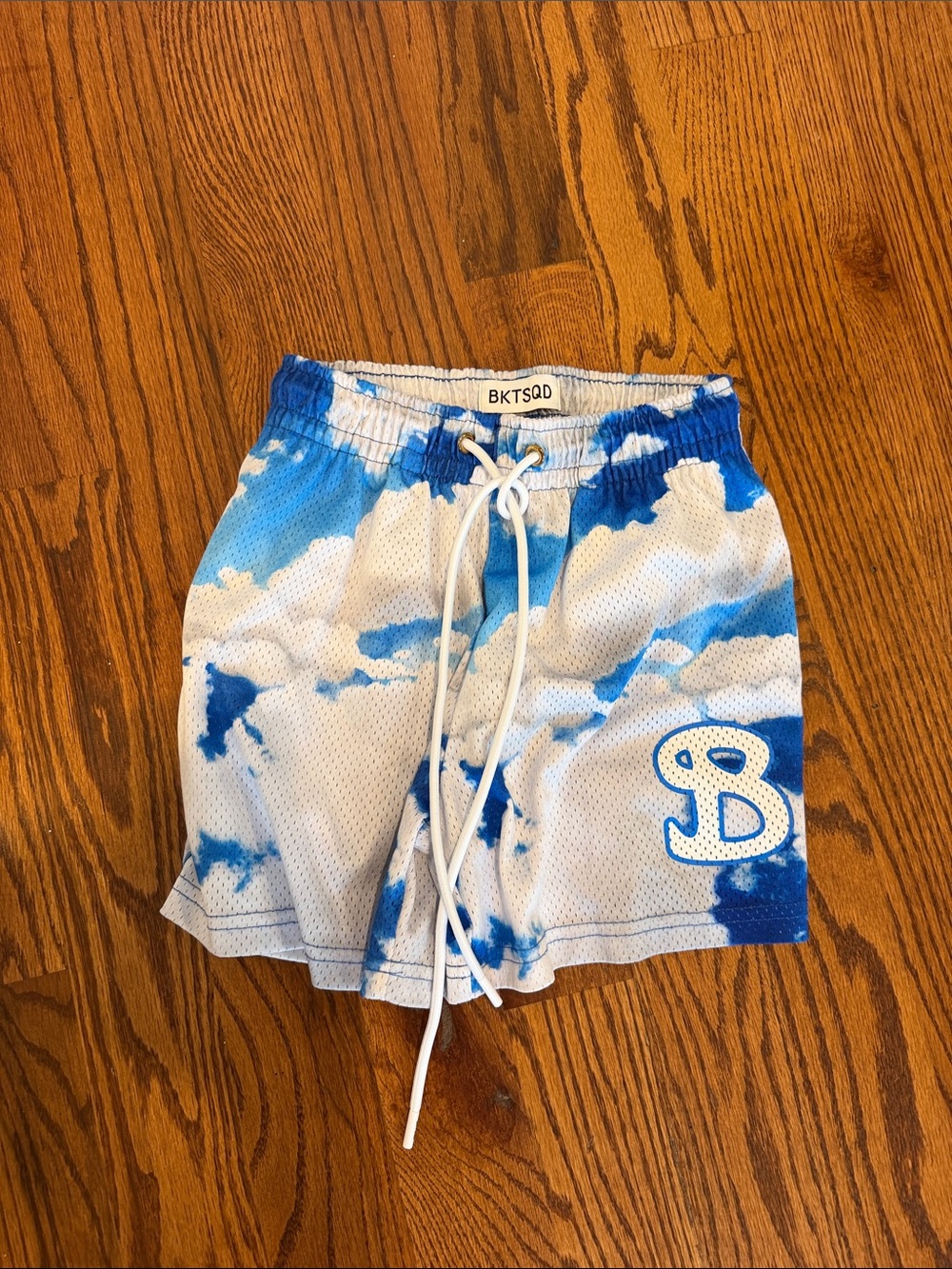 BKTSQD Kids Blue Tie-Dye Athletic Shorts